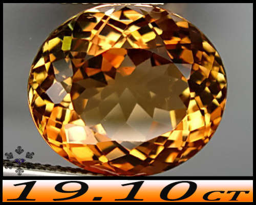 19.10ct Unheated Peach Champagne Topaz - VS - Medium Strong Orange Slightly Brownish Oval