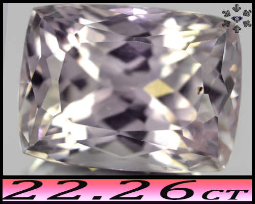 22.26ct Brilliant Light Lilac Pink Kunzite - VS - Untreated Afghanistan Multi-Facet Cushion