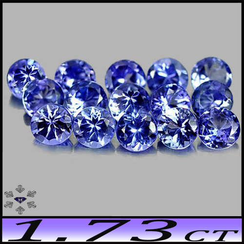 1.73ct Matching Violet Intense Blue Tanzanite - VS - Fifteen Arusha Fancy Rounds (Heated Gently)