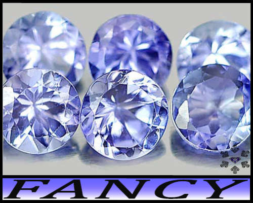 0.77ct Matching Violet Blue Tanzanite - VS - Five Brilliant Round Gems (Gentle Heat)
