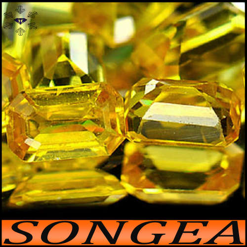 1.14ct Two Intense Yellow Matching Sapphire - VS - Brilliant Step Facet Octagons (Heated)