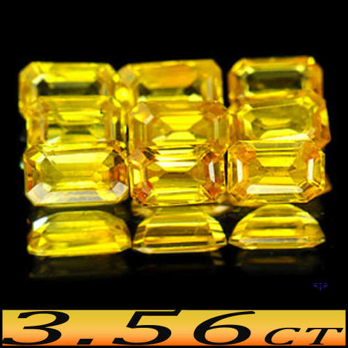 3.56ct Six Brilliant Yellow Songea Sapphire - VS - Matching Step Facet Octagon Gems (Heated)