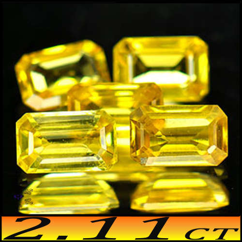 2.11ct Matching Intense Yellow Sapphire Gems - VS - Four Songea Step Facet Octagons