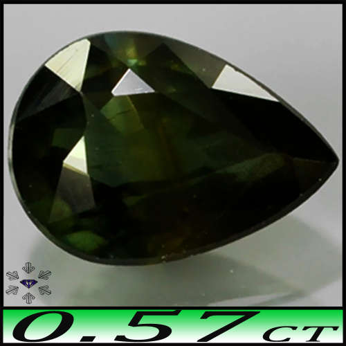0.57ct Thailand Bluish Deep Green Sapphire - VS - Natural  Fancy Pear (Gentle Heat)
