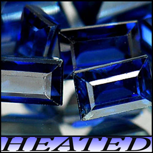 0.22ct Two Vivid Blue Matching Sapphire - VS - Tanzania Step Facted Baguette Pair