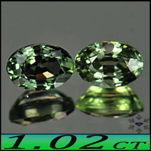 1.02ct Gem Deep Green Sapphire Pair - VS - Two Matching Ovals (Heated)
