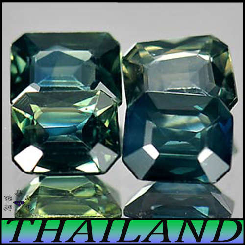 0.83ct Two Greenish Deep Blue Sapphire Gems - VS - Pair Matching Octagons (Gentle Heat)