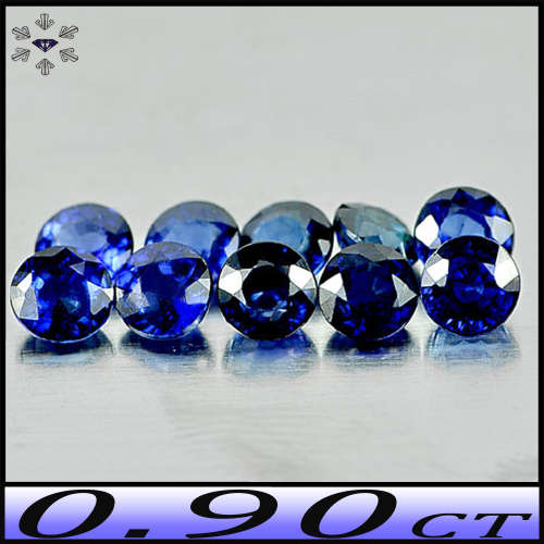 0.90ct Matching Ink Blue Ceylon Sapphire - VS - Three Brilliant Rounds (Gentle Heat)