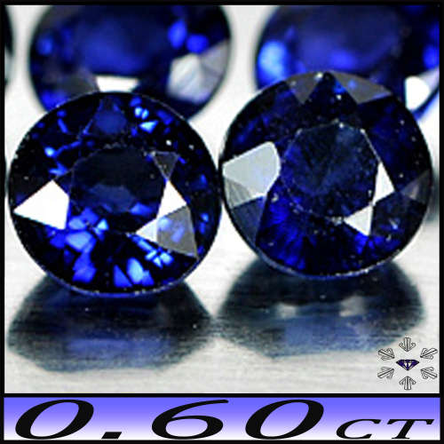 0.60ct Matching Vivid Blue Sapphire - VS - Two Brilliant Ceylon Rounds (Gently Heated)