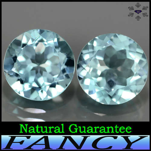 6.76ct Two Matchiing Pastel Blue Brazil Topaz - VVS - Perfect Pair Round Gems (Irradiation)