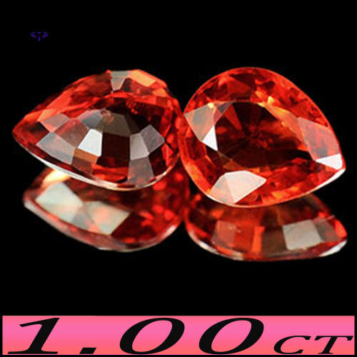 1.00ct Two Matching Red Sapphire - VS - Perfect Pair Songea Pear Gems (Heated)
