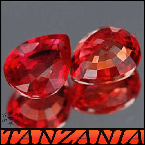 1.07ct Songea Intense Red Sapphire - VS - Two Matching Pears (Heated Gently)
