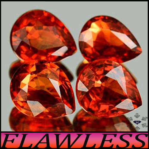 0.77ct Matching Orange Red Sapphire - VS - Pair Songea Precision Pears (Heated)