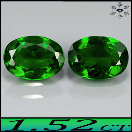 1.52ct Vivid Green Chrome Diopside - VS - Two Russian Unheated Ovals