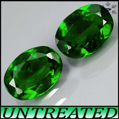 1.44ct Matching Chrome Diopside Gems - VS - Two Vivid Green Russian Ovals