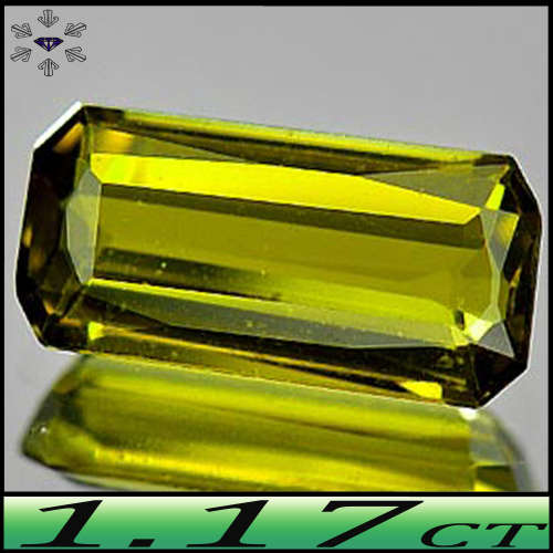 1.17ct Unheated Nigerian Tourmaline Gem - VVS - Yellowish Green Stepped Octagon