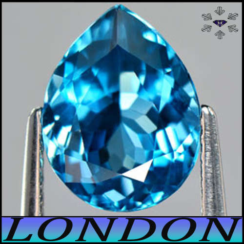 2.35ct Intense Swiss Blue Topaz Gem - VVS -  Brazilian Multi-Facected Pear (Irradiation)
