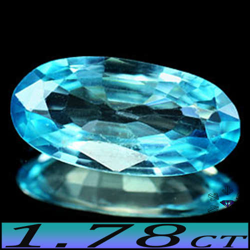 1.78ct Unheated Brilliant Blue Zircon Gem - VS - Clean Cambodian Elongated Oval