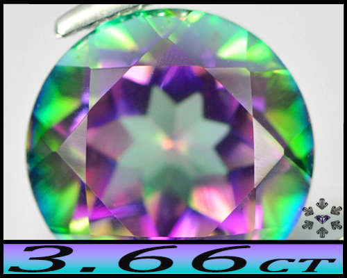 3.66ct Mystic Fire Green Brazilian Topaz - VVS - Brilliant Facet Round (Treated)
