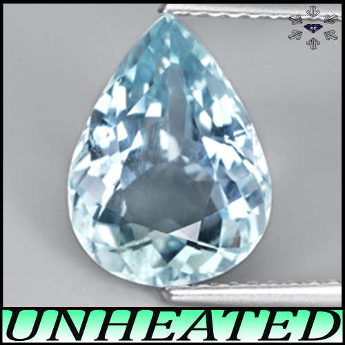 2.57ct Blue Light Green Brazil Aquamarine - VS - Unheated Natural Polished Pear