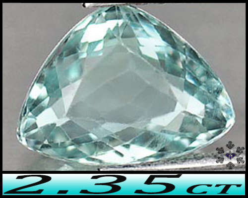 2.35ct Greenish Light Blue Aquamarine Gem - VS - Unheated Fancy Brilliant Trilliant