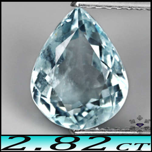 2.82ct Greenish Light Bluish Aquamarine - VS - Unheated Minas Gerais Faceted Pear