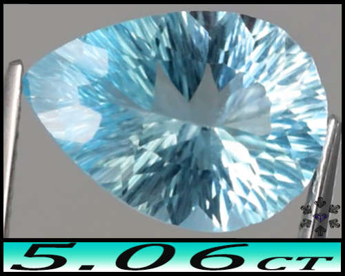 5.06ct Gem Light Greenish Blue Topaz - VS - Natural Brazil Concave Pear (Irradiation)