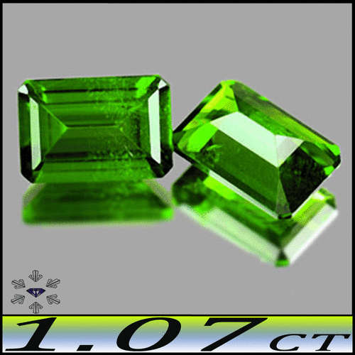1.07ct Two Unheated Russian Chrome Diopside - VVS - Matching Pair Vivid Green Octagons