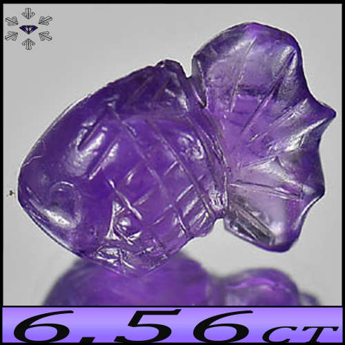 6.56ct Violet Purple Brazilian Amethyst - Hand Carved Fish Gemstone