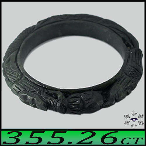 335.26ct Natural Unheated Thailand Jade Jewel - Dark Green Hand Carved Opaque Bangle