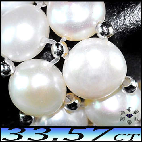 33.57ct Thailand Satin White Pearl Ring - Unheated Natural Opaque Gems