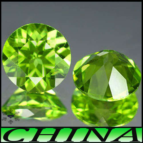 3.44ct Two Natural Medium Green Peridot - VVS - Matching Unheated Pair Round Gems