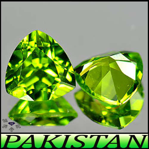 3.73ct Two Unheated Green Peridot - VVS - Matching Pair Trillion Gems