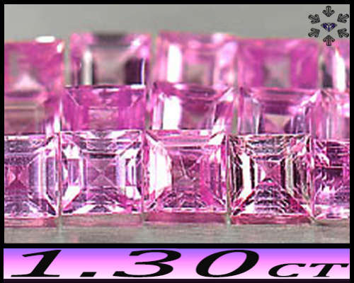 1.30ct Matching Intense Pink Sapphire Gems - Vs - Five Fancy Tanzania Squares (Heated)