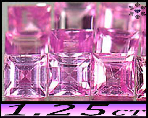 1.25ct Matching Intense Pink Sapphire - Vvs - Five Tanzania Square Gems (Heat Only)