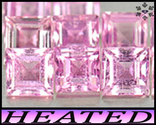 1.24ct Five Matching Medium Pink Sapphire - VS - Tanzania Square Gems (Gentle Heat)