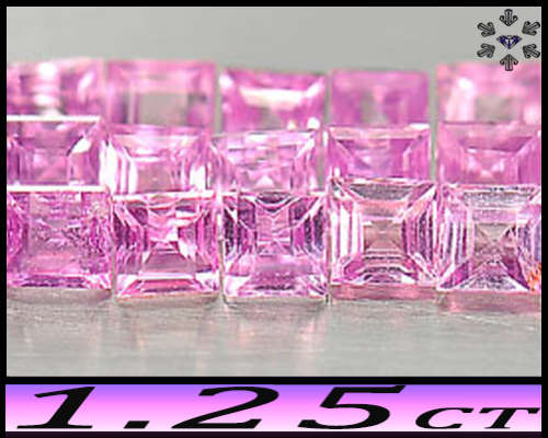 1.25ct Matching Intense Pink Sapphire - VS - Five Tanzania Square Gems (Gentle Heat)