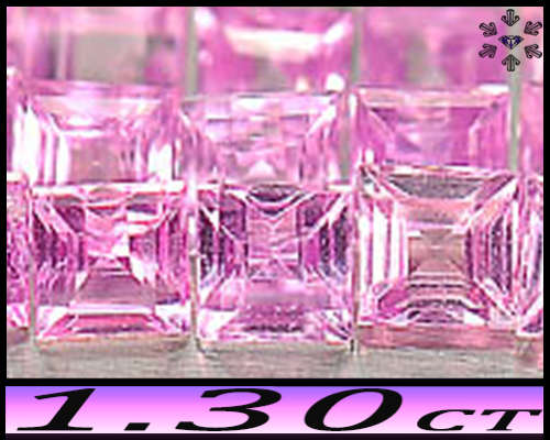 1.30ct Medium Deep Pink Tanzania Sapphire - VS - Five Matching Square Gems (Gentle Heat)