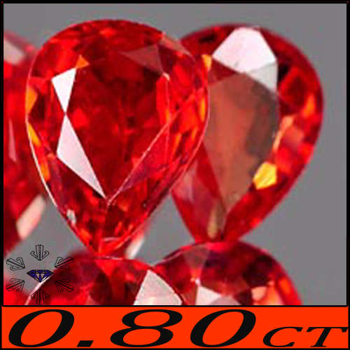 0.80ct Orangy Intense Red Tanzania Sapphire - VVS - Four Matching Pear Gems (Heated)