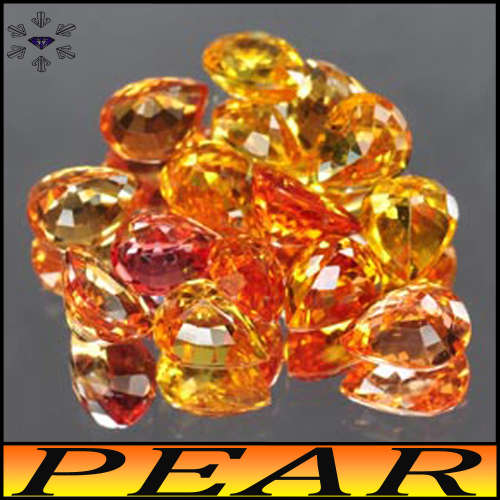 0.49ct Two Yellow Intense Orange Sapphire - SI - Natural Matching Pear Pair (Heated)
