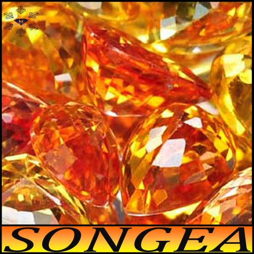 0.95ct Three Combined Orange Sapphire Gems - VS - Matching Songea  Pear Parcel