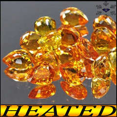 0.73ct Three Natrural Yelowish Orange Sapphire - VS - Songea Brilliant Pear (Gentle Heat)