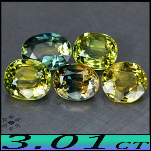 3.01ct Five Matching Fancy Sapphire Ovals - VS - Brilliant Bi-Colour Parcel (Heated)