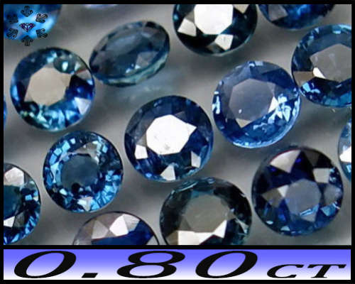0.80ct Five Fancy Unheated Medium Blue Sapphire - VVS - Matching Brilliant Round Ceylon Gems