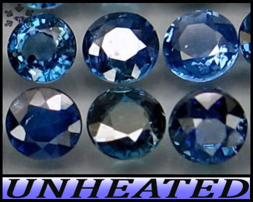 0.93ct Five Fancy Medium Blue Unheated Sapphire - VVS - Matching Brilliant Round Ceylon Gems