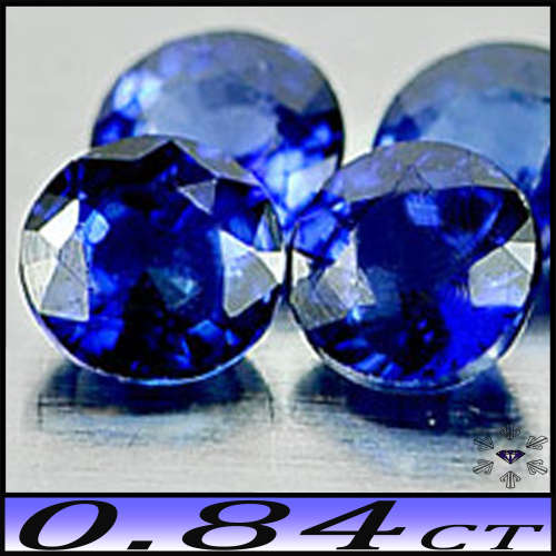 0.84ct Two Ceylon Vivid Blue Sapphire Gems - VS - Matching Brilliant Round Pair (Heated)