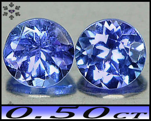 0.50ct Matching Purplish Deep Blue Tanzanite - VS - Two Natural Fancy Facet Arusha Rounds