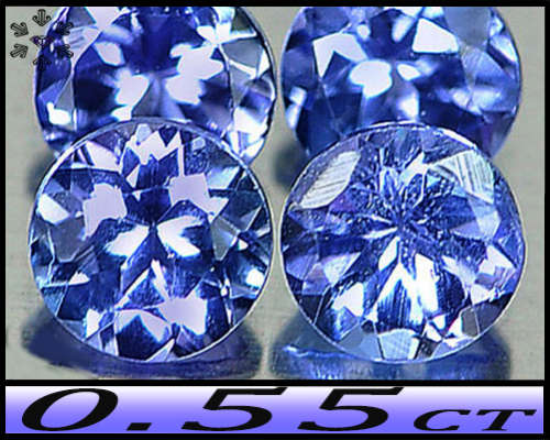 0.55ct Two Natural Violetish Blue Tanzanite - VS - Pair Matching Brilliant Round Gems