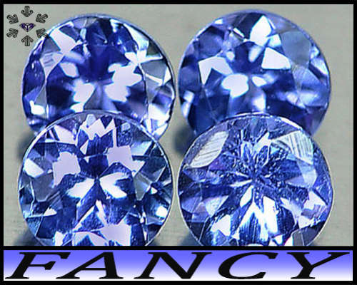 0.54ct Pair Violet Intense Blue Tanzanite Gems - VS - Natural Matching Modern Rounds (Heated)