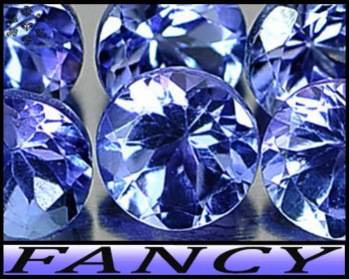 0.71ct Five Violet Intense Blue Tanzanite - VS - Brilliant Facet Round Gemstones